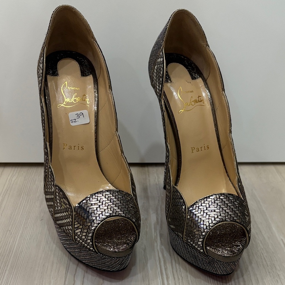 Christian Louboutin Metallic Black Heels